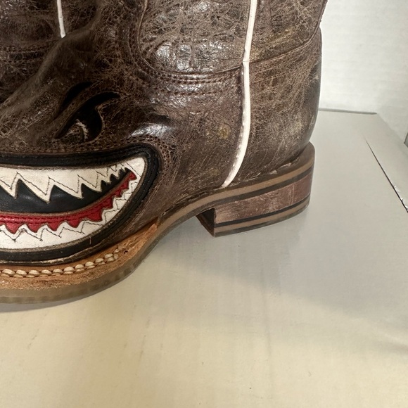 Tin Haul Kids Boys Tan Leather Sharky size 11 Cowboy Boots. - Picture 2 of 10